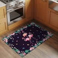 thumbnail image 2 of 2x3 Ft Entryway Area Rug, Pink Flamingo Kitchen Rug Runner Washable Floor Mat, Green Summer Tropical Botanical Black Non Slip Indoor Door Mat Throw Carpet for Bathroom Living Room Bedroom, 2 of 8
