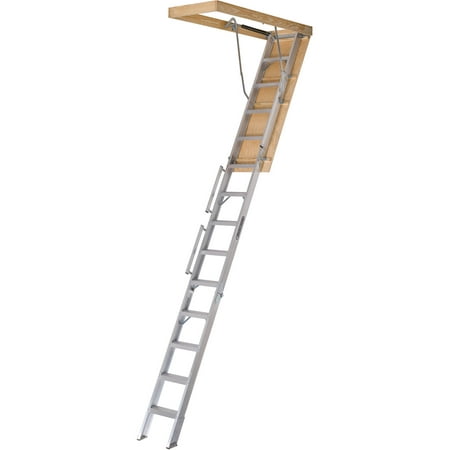 Louisville Ladder AL228P 10 ft. - 12 ft. Aluminum Attic Ladder, 350 lbs Load