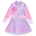 thumbnail image 1 of lnmuld Girls Long Sleeve Swimsuit Jumpsuit Rash Guard Sun Bathing Suit for Toddler Youth Color:Purple1,Size:8-10 Years, 1 of 3