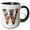 Black/White, variant on 3drose, Boho Floral Monogram Initial W, 11oz Two-tone Black Mug