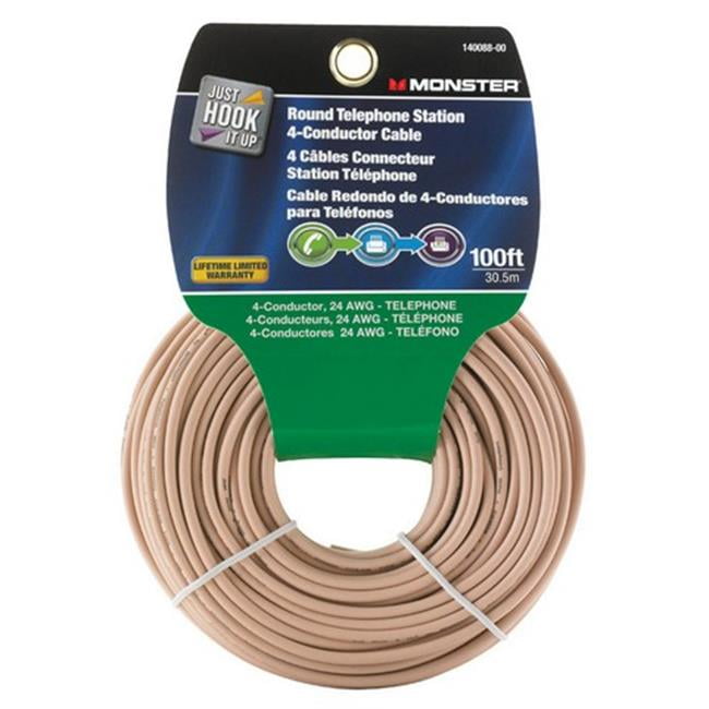 Monster Cable Telephone Station 4-Conductor Wire 24 Ga 4 Conductor 100 ' Carded
