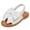 White, variant on Girls Sandals Open Toe Bowtie Ankle Strap Flat Beach Shoes Summer Vacation Casual Slip on Flower Girl Dress Shoes Gold 11.5 Little Kid