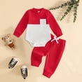 thumbnail image 2 of mgoYE Infant Baby Boy Fall Clothes Contrast Color Long Sleeve Romper and Stretch Pants Newborn 3 6 12 18M Outfit, 2 of 5