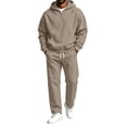 thumbnail image 2 of Hearthz Quarter Zip Fleece Men's Tracksuit 2 Piece Sweatsuit Set Oversized Lounge Hoodie Sweatsuit Sets Fall Winter Athletic Mens Sweat Suits Camel XXL, 2 of 6