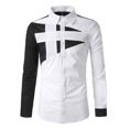 thumbnail image 1 of Camisa y blusa de manga larga con cuello vuelto para hombre, estilo casual, a la moda, con botones ajustados, bloques de color y costuras en contraste, camisa de manga larga con botones para hombre, 1 of 4