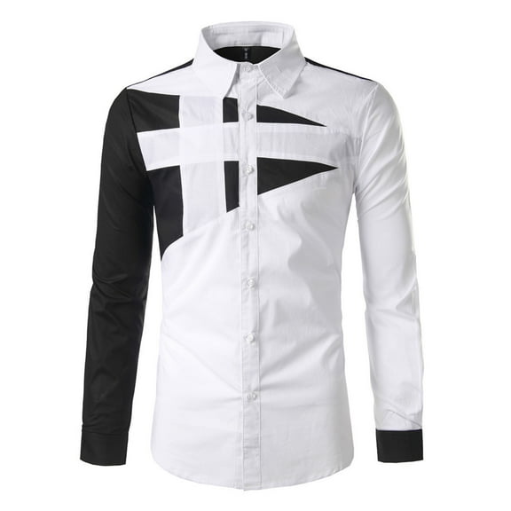 Yusimy Men's Checkered Shirt Color Block Button-Down Collar Long Sleeve Casual Fashion Button Front Top