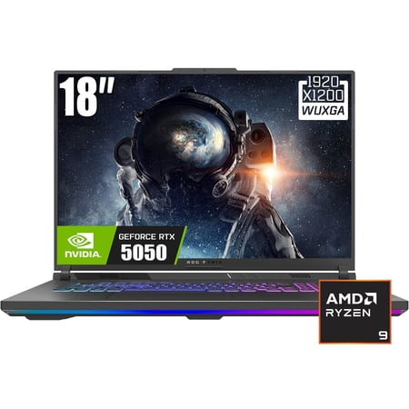 ASUS ROG Strix G18 Gaming Laptop, 18" 1920 x 1200 FHD+ 144Hz IPS LCD Display, AMD Ryzen 9 8940HX, NVIDIA GeForce RTX 5050, RGB Backlit KB, Win11 Home(16GB DDR5 RAM | 512GB SSD)