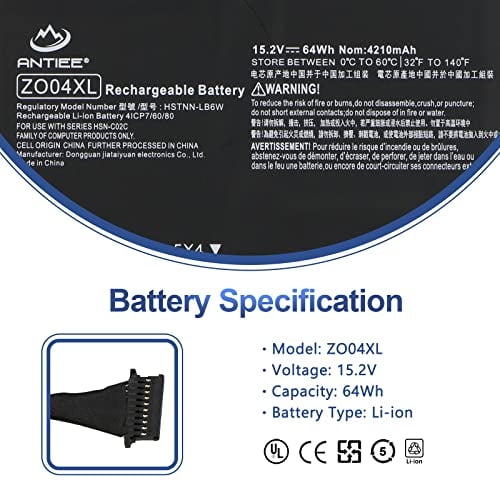 Reemplazo de Batería ANTIEE ZO04XL para Laptop HP ZBook Studio G3 G4 15.2V 64Wh