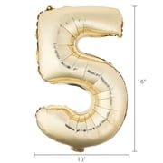 16 inch Foil Party Balloon Number 5, Gold, by Way to Celebrate