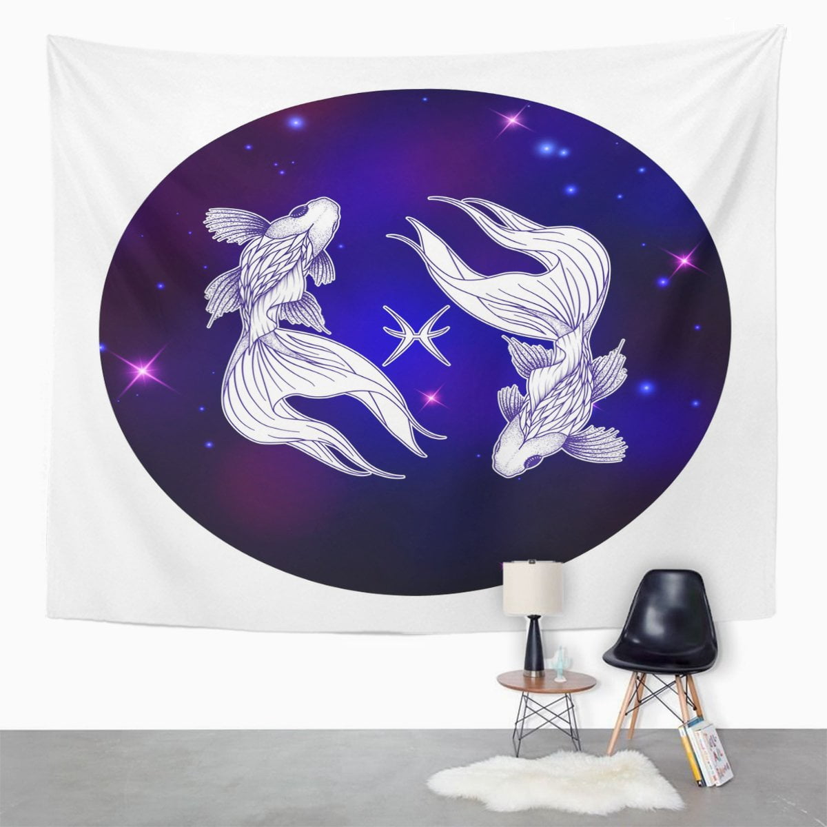 POGLIP Abstract Pisces Zodiac Sign Horoscope Symbol Astrology Beautiful Wall Art Hanging Tapestry Home Decor for Living Room Bedroom Dorm 51x60 inch Walmart