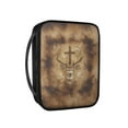 thumbnail image 2 of FKELYI Grunge Cross Elk Deer Pigeon Print Bible Cover Faux Leather Bible Case Book Cover with Zipper Pocket & Handle for Prayer Study Christian Bag Book Organzoer Holder, 2 of 6