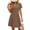 Brown, variant on V Neck Short Sleeve Dress Casual Loose Fit Empire Waist Pleated Swing Dress Flowy A-Line Summer Sundress for Beach Vacation