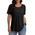 thumbnail image 4 of VERABENDI Women's Plus Size Tops Summer Short Sleeve Lady Tunic Shirts Lace Splicing Blouses,M-4XL, 4 of 6