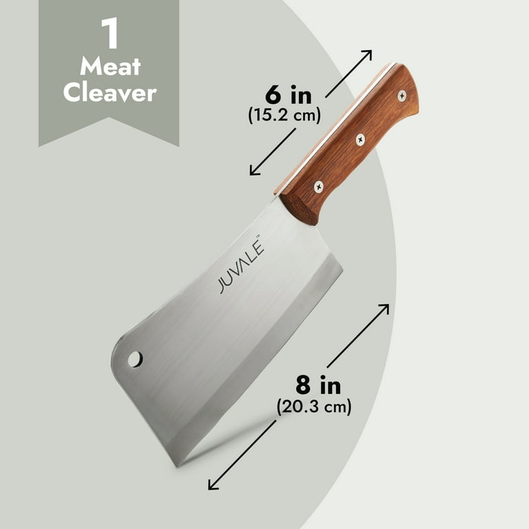 Meat Cleaver Knife, 6pcs Kitchen Knife with Wooden Handle Kitchen Knife Set  Knife Kitchen Items Cooking Tool with knife holder
