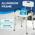 thumbnail image 5 of HomCom Adjustable Mobility Medical Grade Shower Seat Chair with Removable Arms, 5 of 9