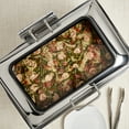 thumbnail image 5 of Celebrations by Denmark Tools for Cooks 6 Piece 9.5-Quart Stainless Steel Rectangular Chafing Dish Set Soft Close Lid with Glass Window for Catering Serving, 5 of 9