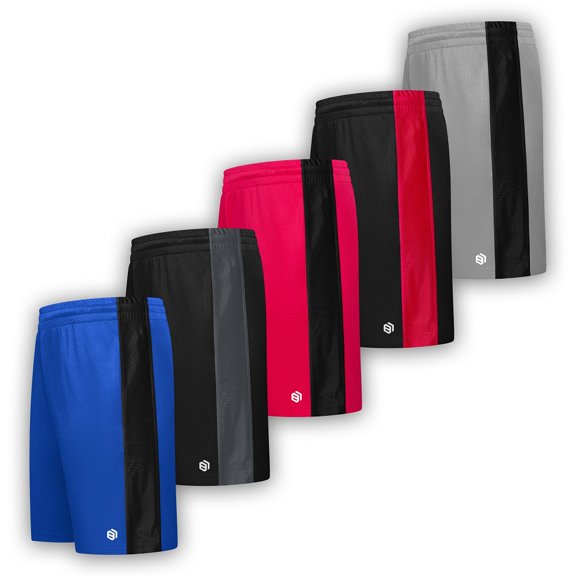 Men's Premium Active Athletic Performance Shorts with Pockets - 5 Pack