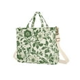 thumbnail image 7 of FORMRS Womens Corduroy Tote Bag Crossbody Shoulder Handbag with Pocket, Green Floral, 7 of 7