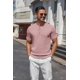 thumbnail image 2 of Camiseta COOFANDY Henley para hombre, manga corta, casual, rosa, 2 of 9
