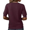 thumbnail image 3 of Women's Short Sleeve Sweater 2026 Spring Summer Tops Lightweight Casual V Neck Sweaters Dressy Work Blouses Clothes Purple XL, 3 of 3