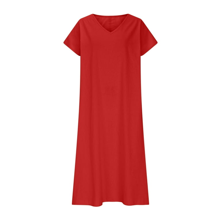 Short Sleeve Maxi Dress for Curvy Women Plus Size Cotton Linen Dresses V Neck Summer Beach Long Dresses Red, 4XL - Walmart.com Short Sleeve Maxi Dress for Curvy Women Plus Size Cotton Linen Dresses V Neck Summer Beach Long Dresses Red, 4XL - Walmart.com