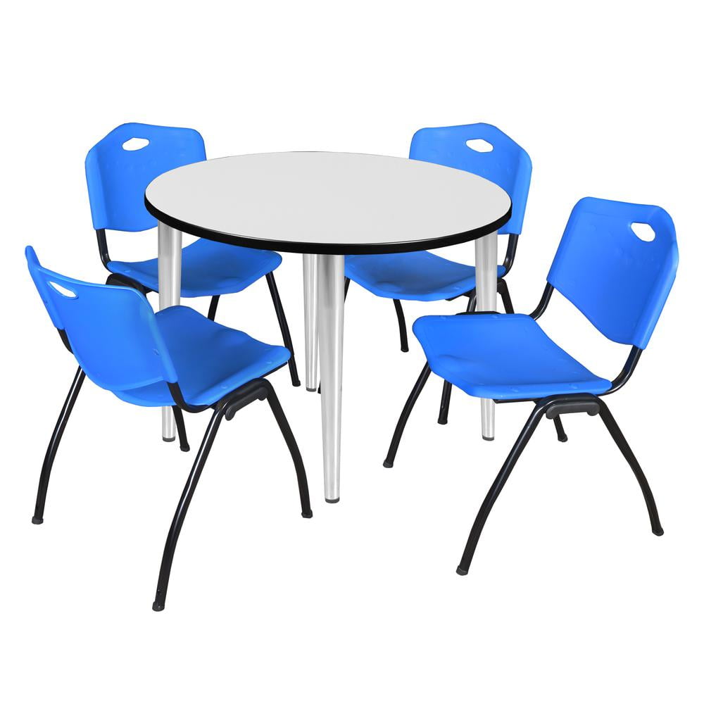 Blue and 4 M Stack Chairs Regency Kobe 42-Inch Round Breakroom Table Beige 