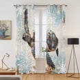 thumbnail image 2 of Sea Turtle Coastal Kitchen Curtains 96 Inch Length, Nautical Summer Beach Starfish Grommet Top Bedroom Living Room Curtains, Light Filtering Cafe Curtain Drapes 2 Panels Set 104''x96'', 2 of 9