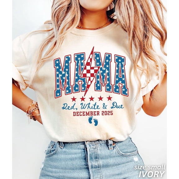 4th of July Pregnancy Announcement Shirt, American Mama, Red White and Due, Patriotic Maternity Tee, July Fourth Shirt for Mom to Be