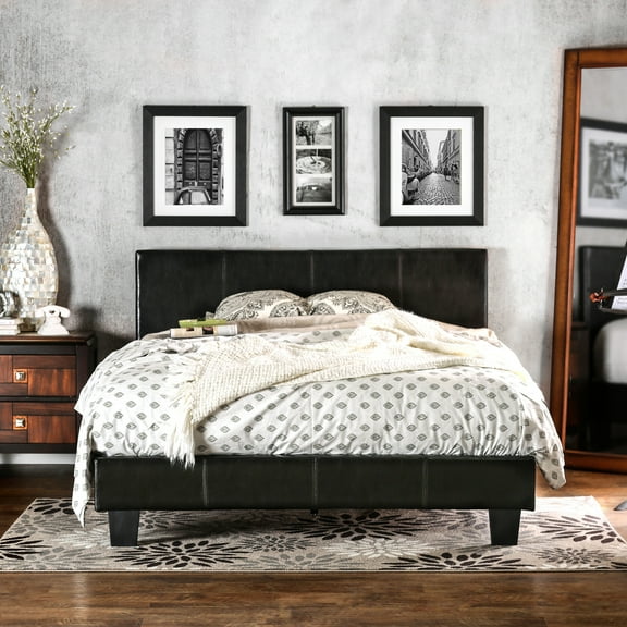 Furniture of America Mellie Faux Leather Bed, California King, Espresso