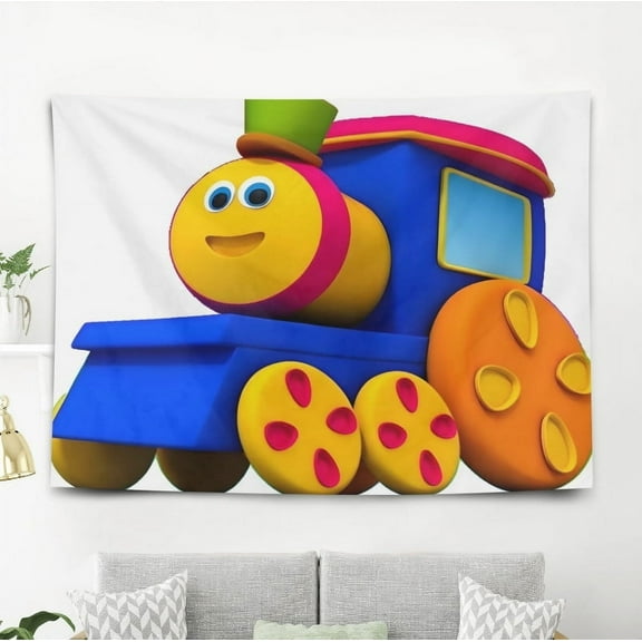 Bob The Train pattern wall hanging 50*60 inches high-quality peach skin velvet material classic and charming