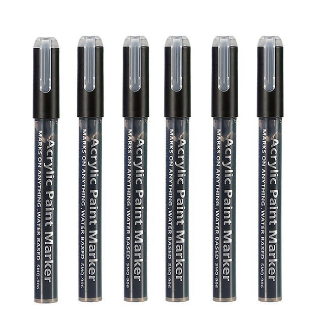 Juego de 6 rotuladores acrílicos negros DYTTDO, rotulador de pintura a base de agua, rotulador de mano, rotulador de grafiti, rotulador de pintura acrílica. Ofertas de acceso anticipado. Vuelta al
