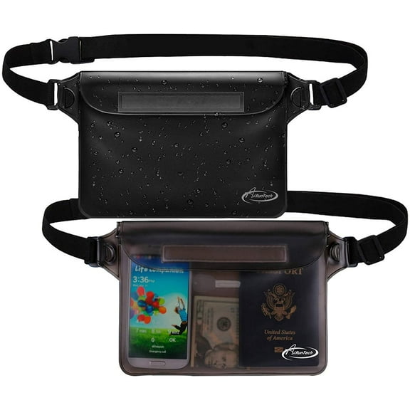 Waterproof Pouch with Waist Strap (2 Pack),Beach Accessories Best Way to Keep Your Phone and Valuables Safe and Dry