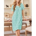 thumbnail image 2 of Ekouaer Nightgowns for Women Short Sleeve House Dress with Pockets Soft Moomoo Pleated Mumu Dresses V Neck Sleepwear, 2 of 6