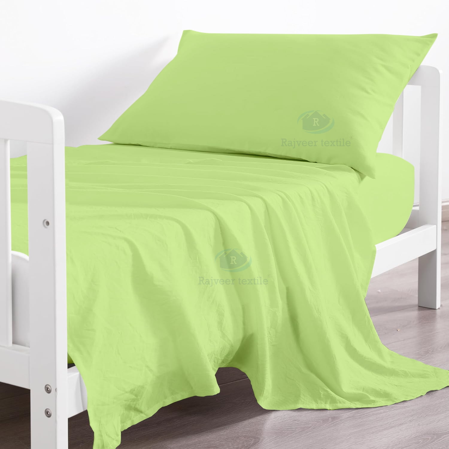 Microfiber 3-Piece Toddler Bedding Set Includes Crib Mattress Sheet Upto 8" Deep Pocket, Flat Sheet and Envelope Pillowcase, Silky Soft, Breathable and Lightweight, Sage Green Color