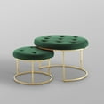 thumbnail image 3 of Nicole Miller Dangelo Ottoman Velvet Upholstered Stainless Steel Frame Set of 2, Green/Gold, 3 of 10
