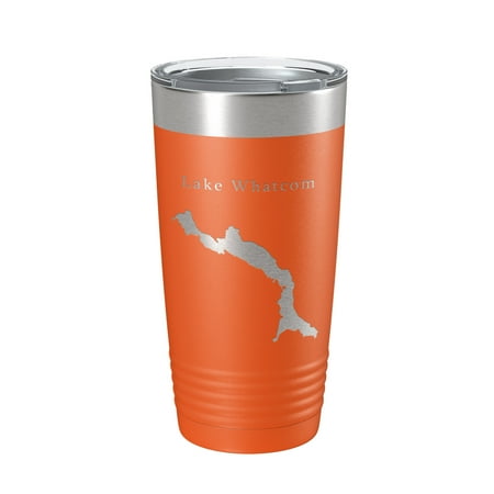 

Lake Whatcom Map Tumbler Travel Mug Insulated Laser Engraved Coffee Cup Washington 20 oz Orange