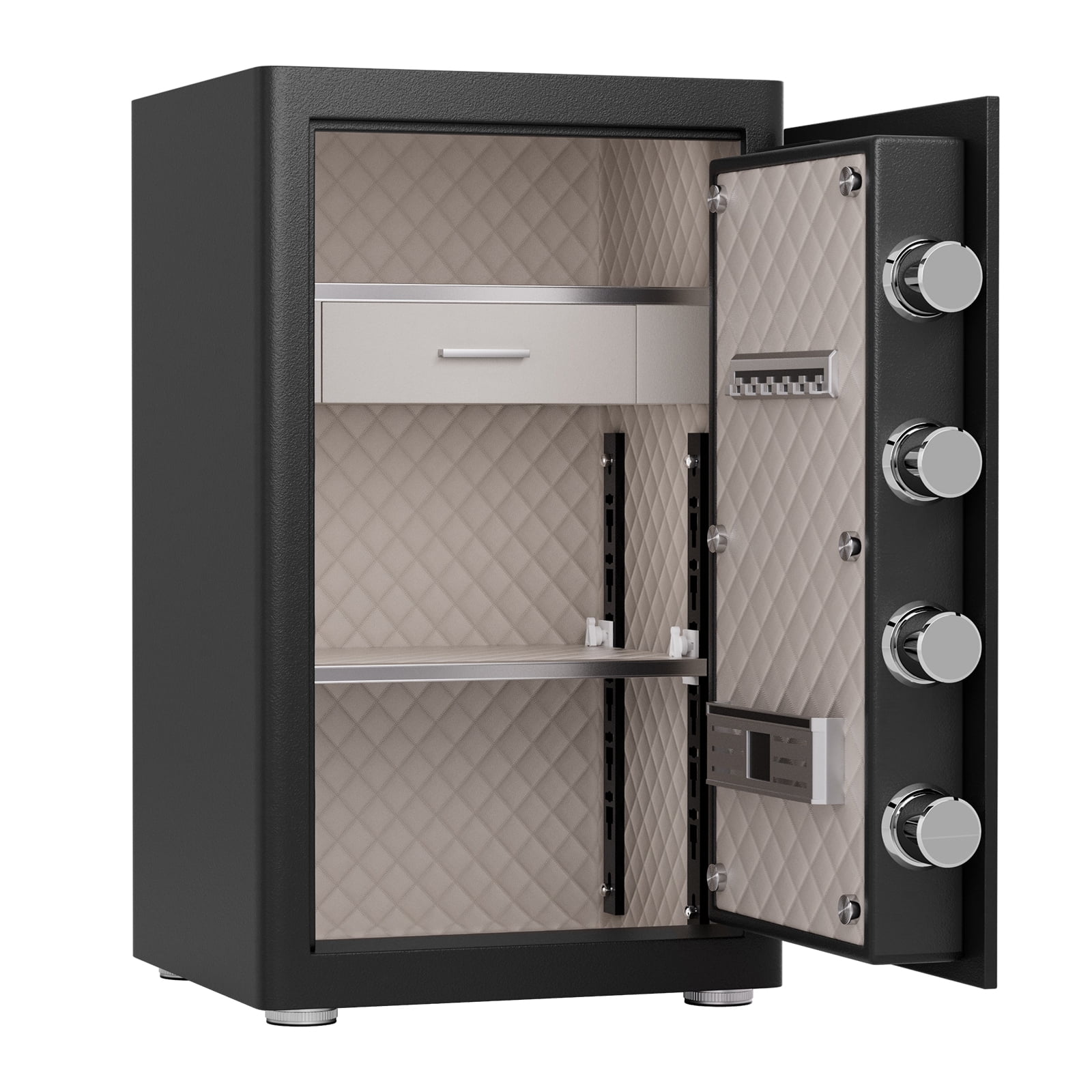 Riflewell 2.0 Cu Ft Heavy-Duty Steel Home Safe, Fireproof Document Bag, Digital Keypad, 3 Unlocking Ways, Dual Alarm & Silent Mode, 2 Adjustable Shelves for Home Office Hotel