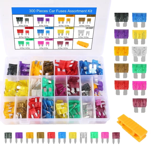 300Pcs Car Fuse Assortment Kit,Mini Blade Fuses Automotive for Car RV Truck Marine Motorcycle Auto Accessories