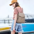 thumbnail image 2 of Mochila KKXIU de piel acolchada a la moda para mujer, color caqui, 2 of 7
