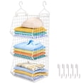 thumbnail image 1 of Organizador de armario X-Cosrack plegable de 3 niveles con 5 ganchos en forma de S, color blanco, 1 of 9