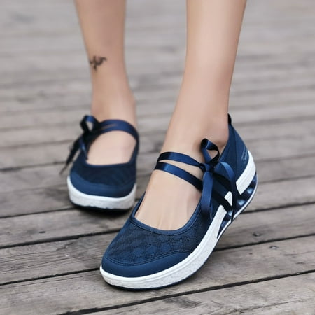 

EQWLJWE New Lace-Up Fashion Women s Shoes Large Size Platform Casual Sneakers Women s Flat Shoes Holiday Clearance