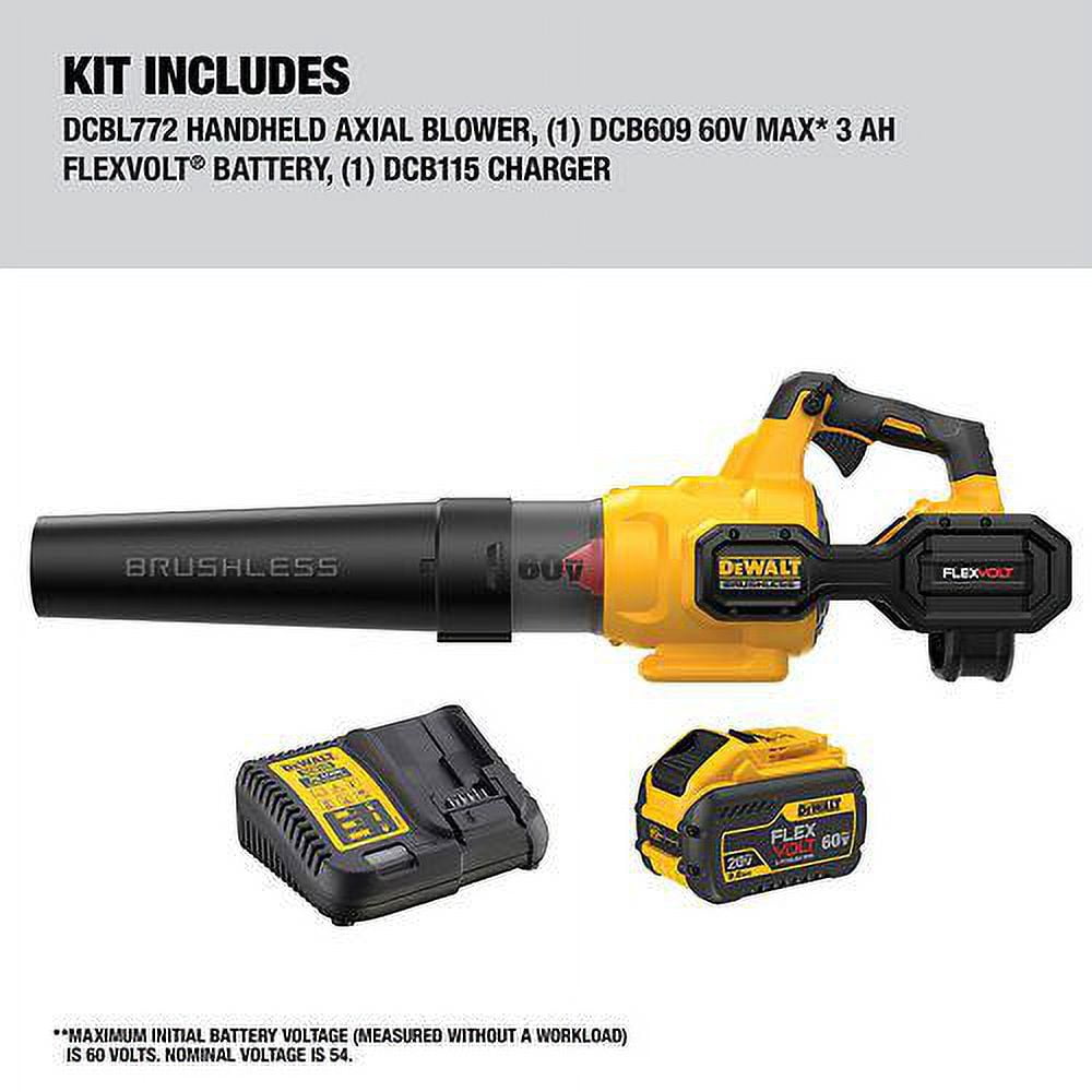DeWALT DCBL772X1 125 MPH/600 CFM 60V MAX Lithium Flexvolt Blower Kit (3Ah Battery and Charger Included)