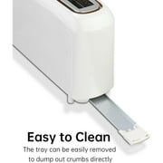2-Slice Slim Toaster, 6 Shade Settings with Cancel, Reheat & Defrost, 10 Long Slot, Auto Shut off, Removable Crumb Tray, White