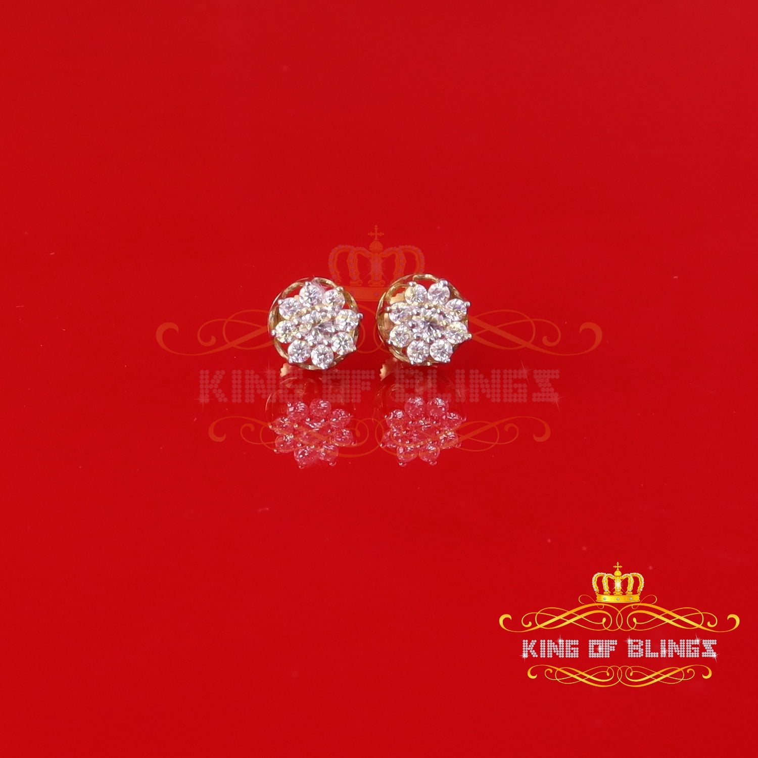 King of Bling's Men's/Womens 925 Silver Yellow 0.50ct VVS 'D' Moissanite Round Stud Earrings