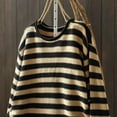 thumbnail image 4 of ClodeEU Women's Round Neck Striped Sweaters,Oversized Knit Pullover ,Fall Fashion Sweater Jumpers Tops Black,Womens Plus M, 4 of 6