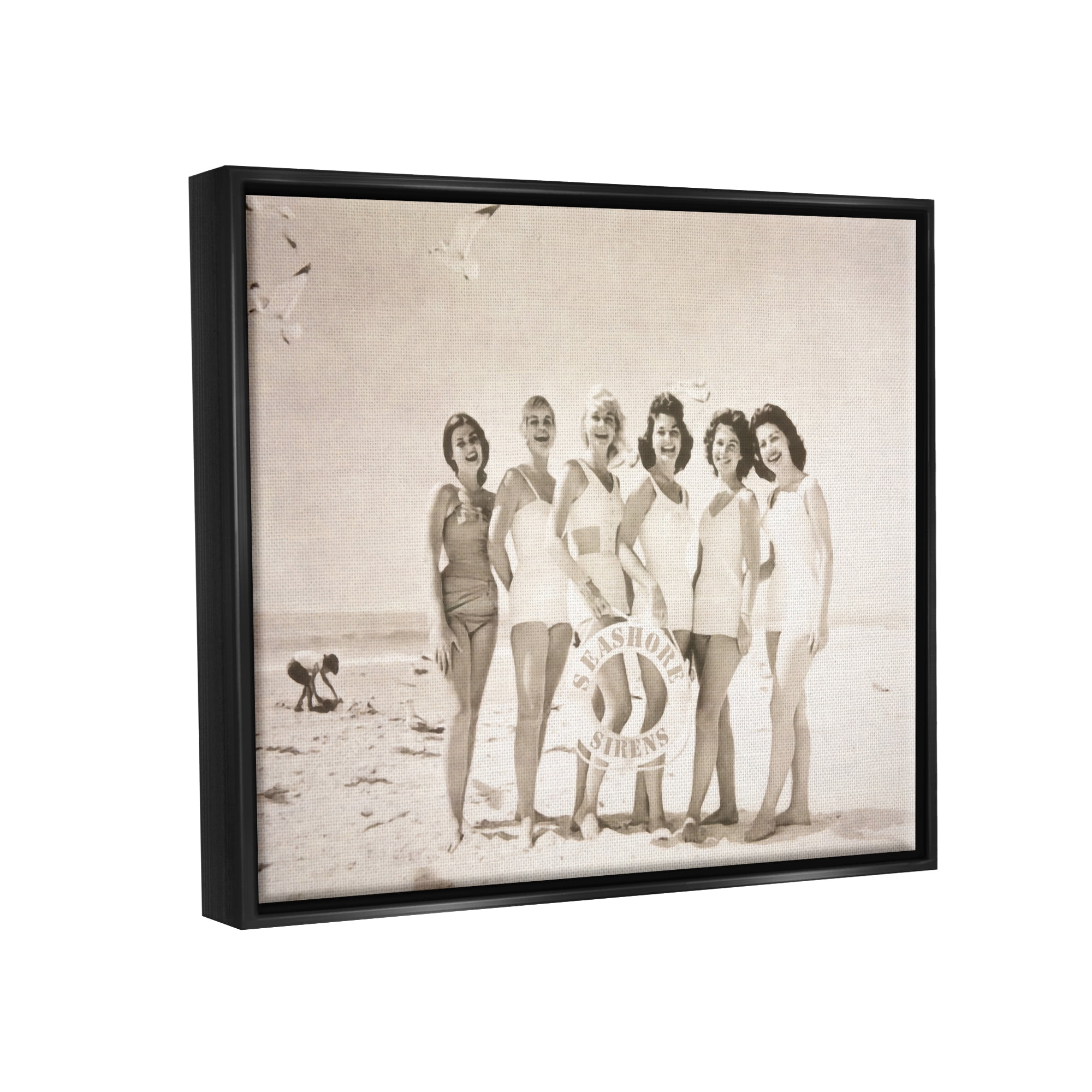 Stupell Industries Seashore Sirens Vintage Photography Coastal Photography Black Floater Framed Art Print Wall Art