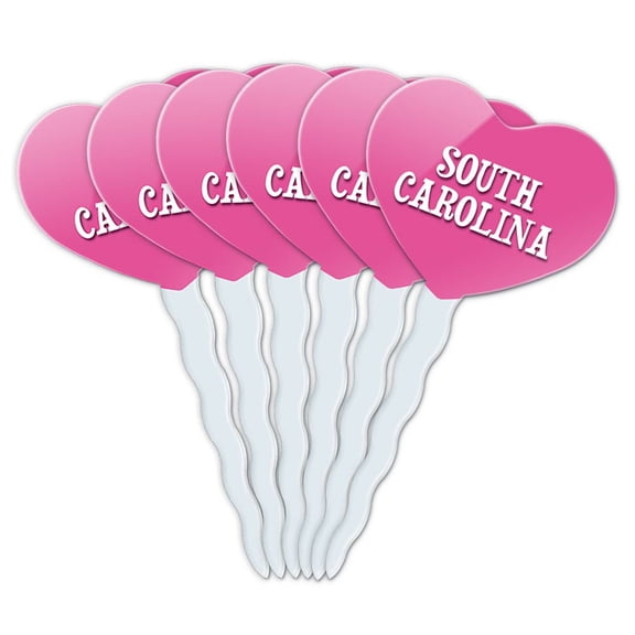 South Carolina Heart Love Cupcake Picks Toppers - Set of 6