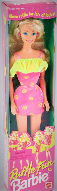 1994 Model 12433 NOS 3 for sale online Mattel Blonde Barbie Ruffle Fun Party Dress 