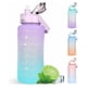 thumbnail image 3 of Botella de agua deportiva extragrande de 2,2 l, color azul y morado, a prueba de fugas y portátil para aventuras al aire libre y uso doméstico, 3 of 8