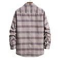 thumbnail image 2 of Men's Regular Fit Plaid Flannel Shirts Button Down Shirts Long Sleeve Cuffed Shirts  Lightweight Fall Jackets Pink L, 2 of 5